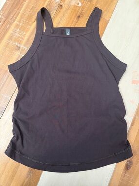 Vuori Dark Chocolate Ribbed Square-Neck Tank